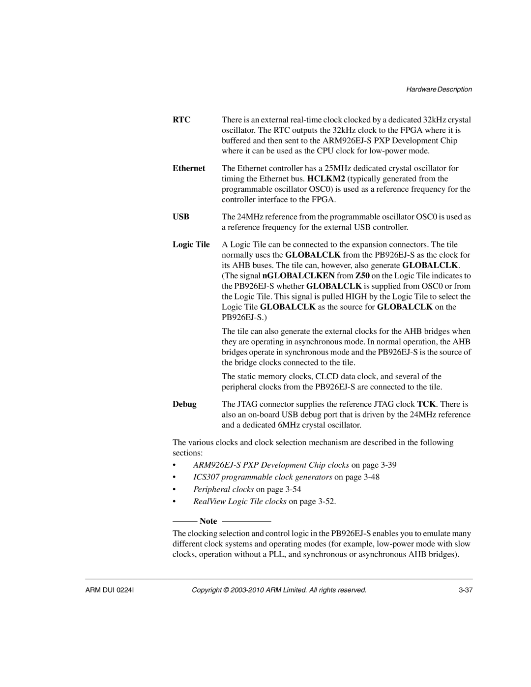 ARM ARM DUI 0224I manual Where it can be used as the CPU clock for low-power mode, Controller interface to the Fpga 