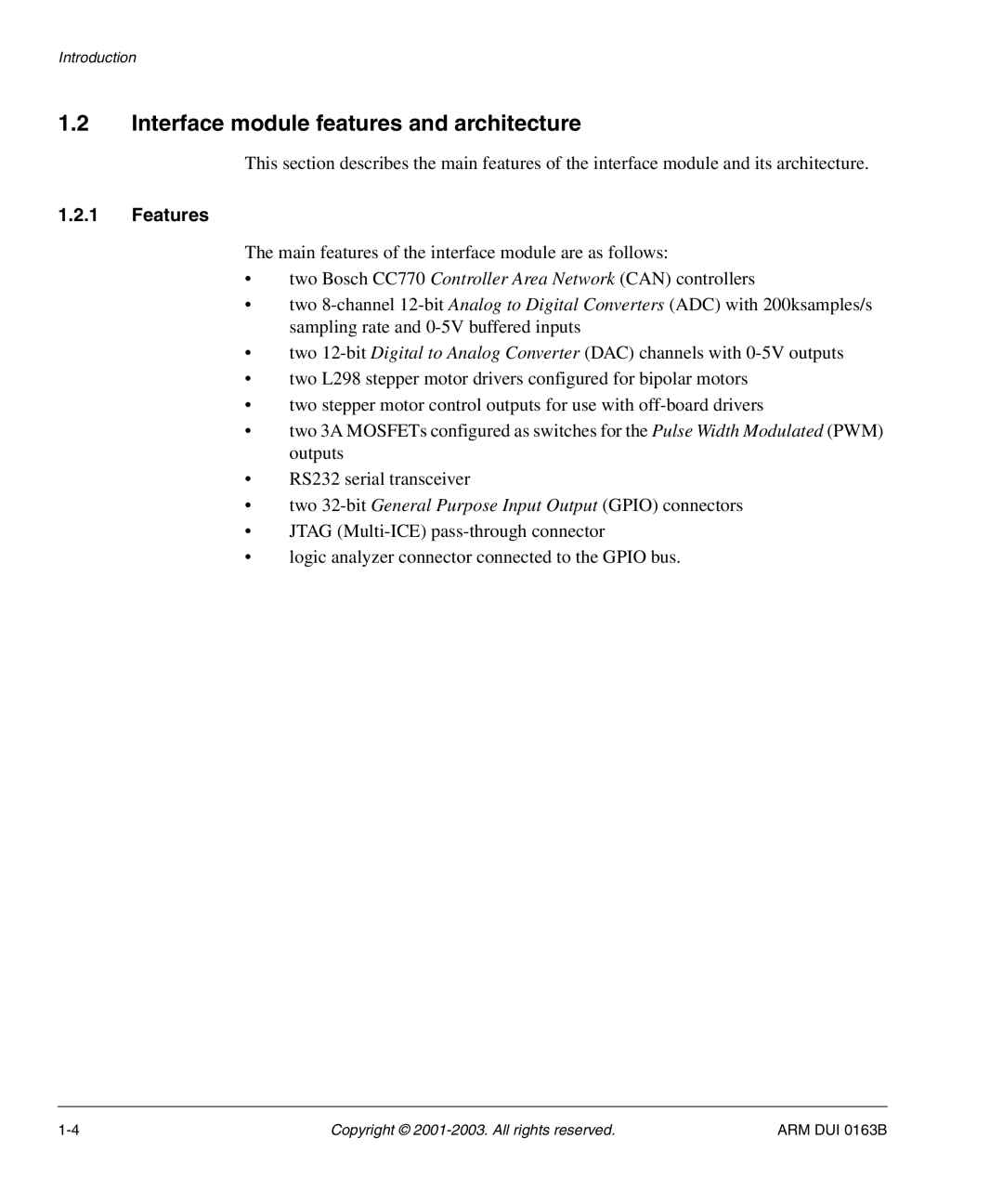 Arm Enterprises IM-AD1 manual Interface module features and architecture, Features 