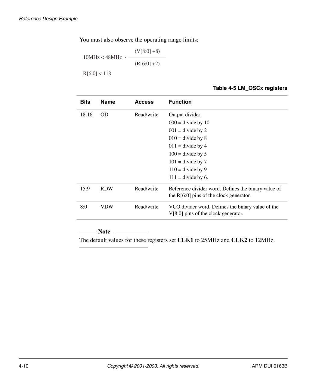 Arm Enterprises IM-AD1 manual LMOSCx registers Bits Name Access Function, Rdw, Vdw 