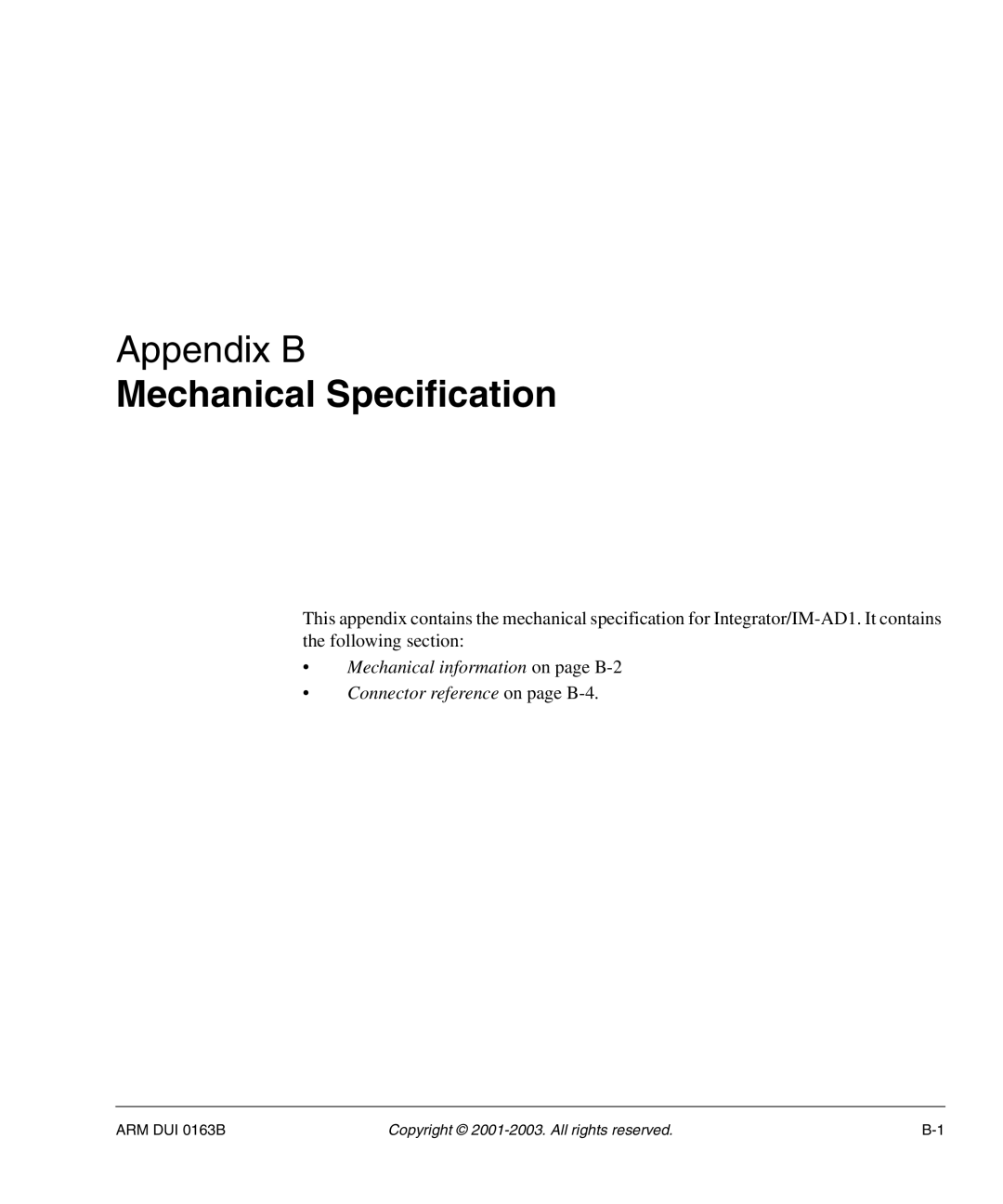 Arm Enterprises IM-AD1 manual Mechanical Specification 