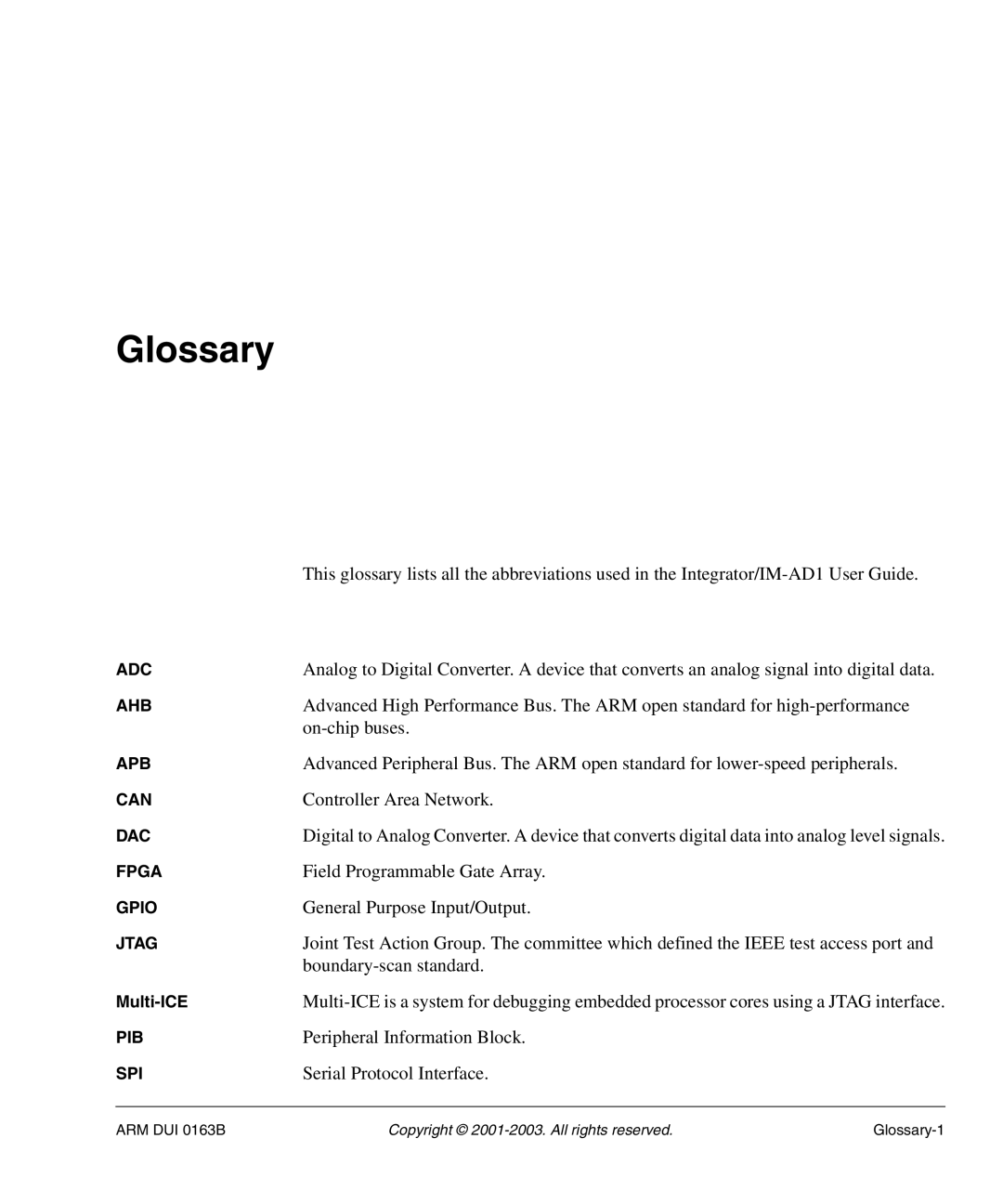 Arm Enterprises IM-AD1 manual Glossary, Multi-ICE 