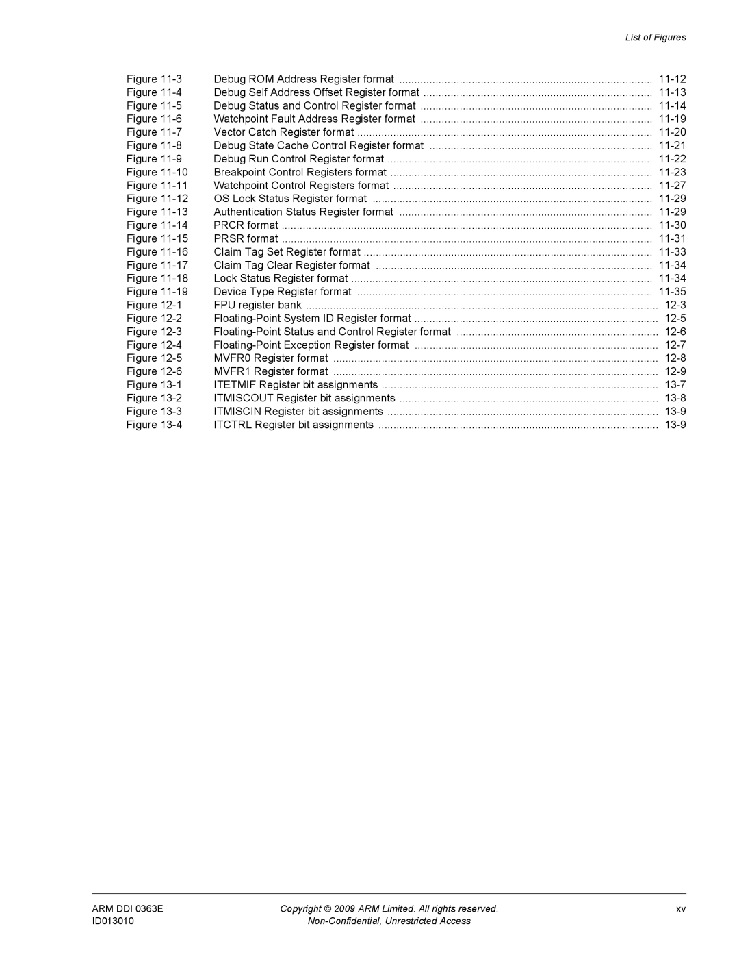 ARM R4F, r1p3 manual Vector Catch Register format 11-20 