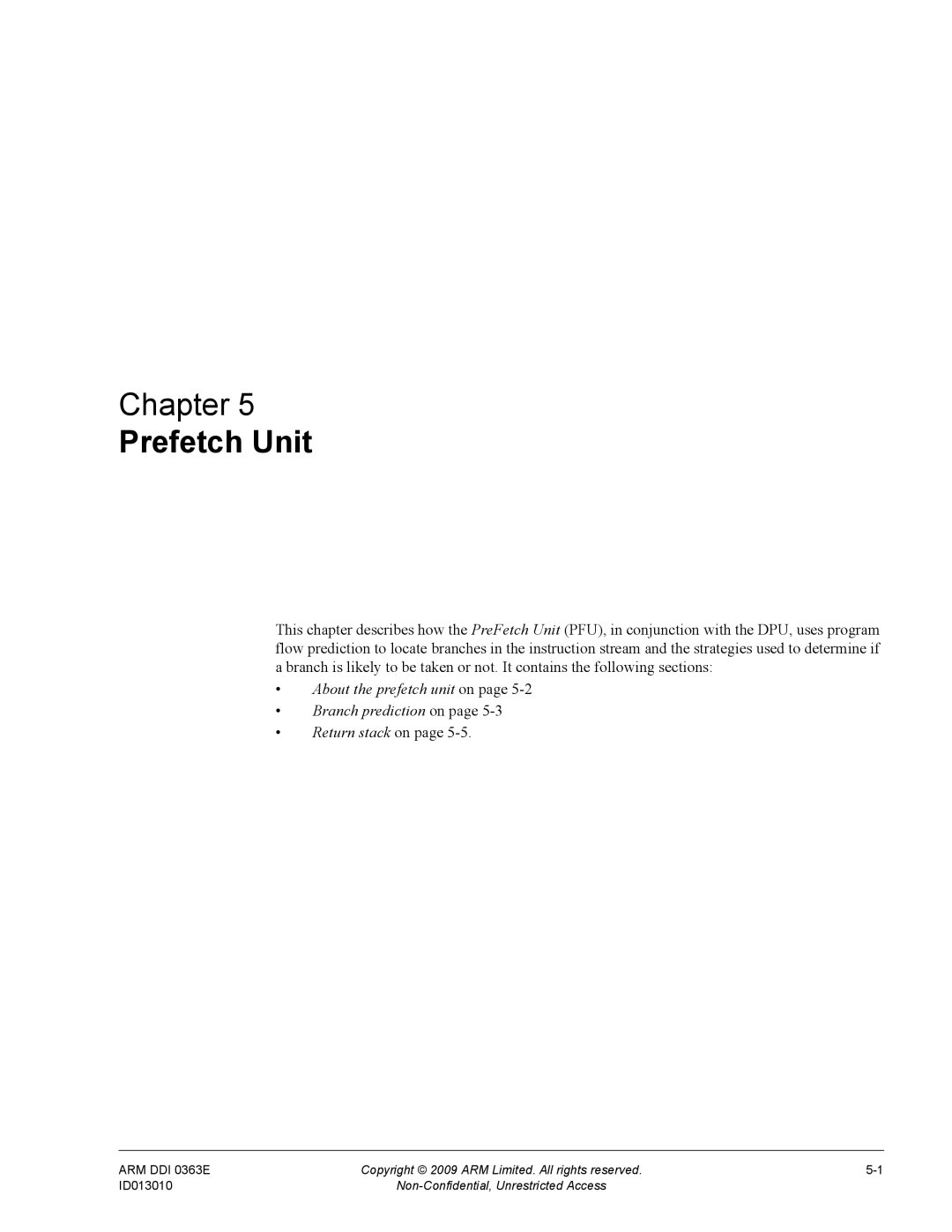 ARM R4F, r1p3 manual Prefetch Unit 