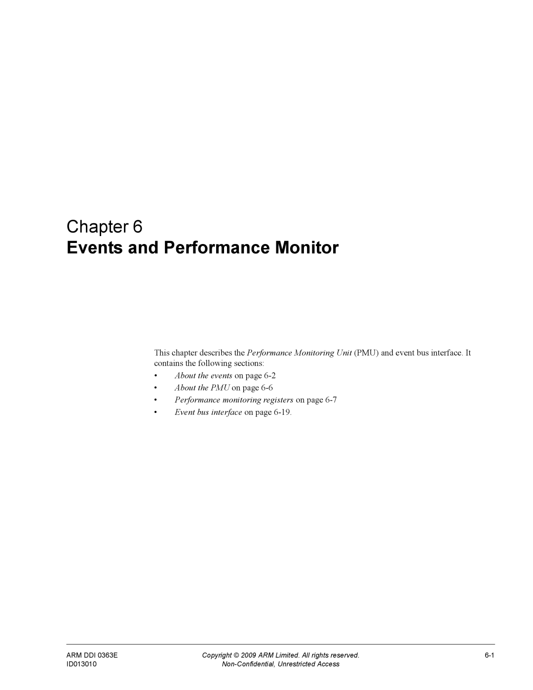 ARM R4F, r1p3 manual Events and Performance Monitor 