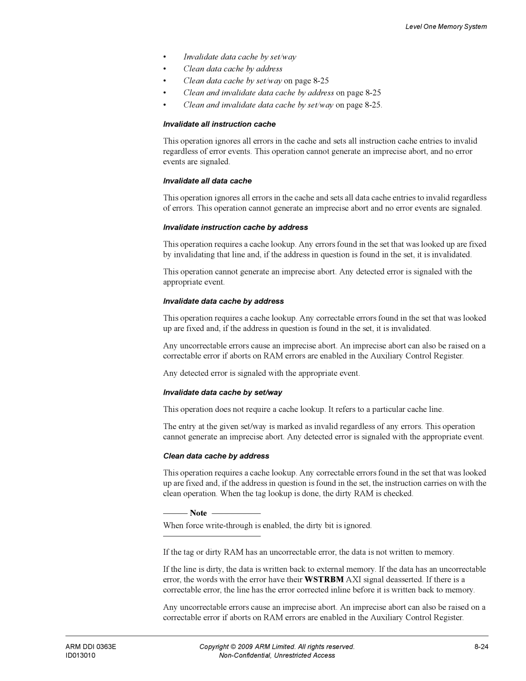 ARM R4F, r1p3 manual Invalidate all instruction cache 