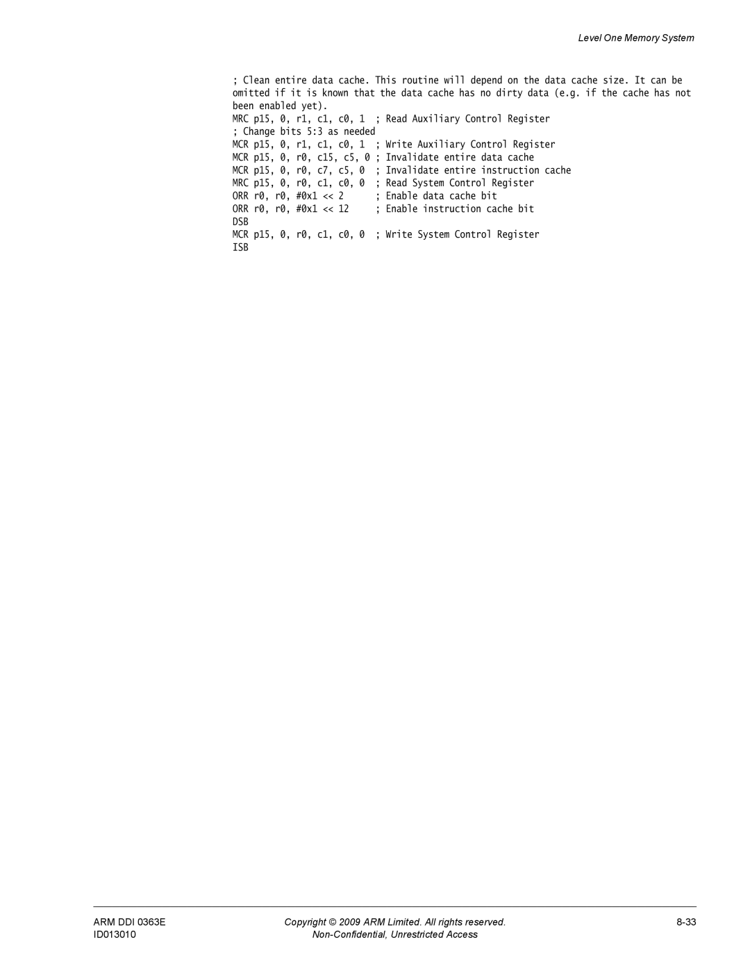 ARM R4F, r1p3 manual MCR p15 R0, c1 Write System Control Register 