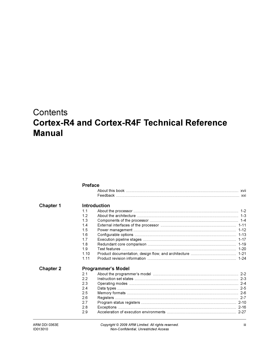 ARM r1p3 manual Cortex-R4 and Cortex-R4F Technical Reference Manual, Chapter Introduction 