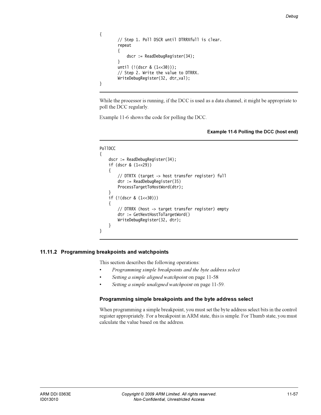 ARM r1p3, R4F manual Programming breakpoints and watchpoints, This section describes the following operations 