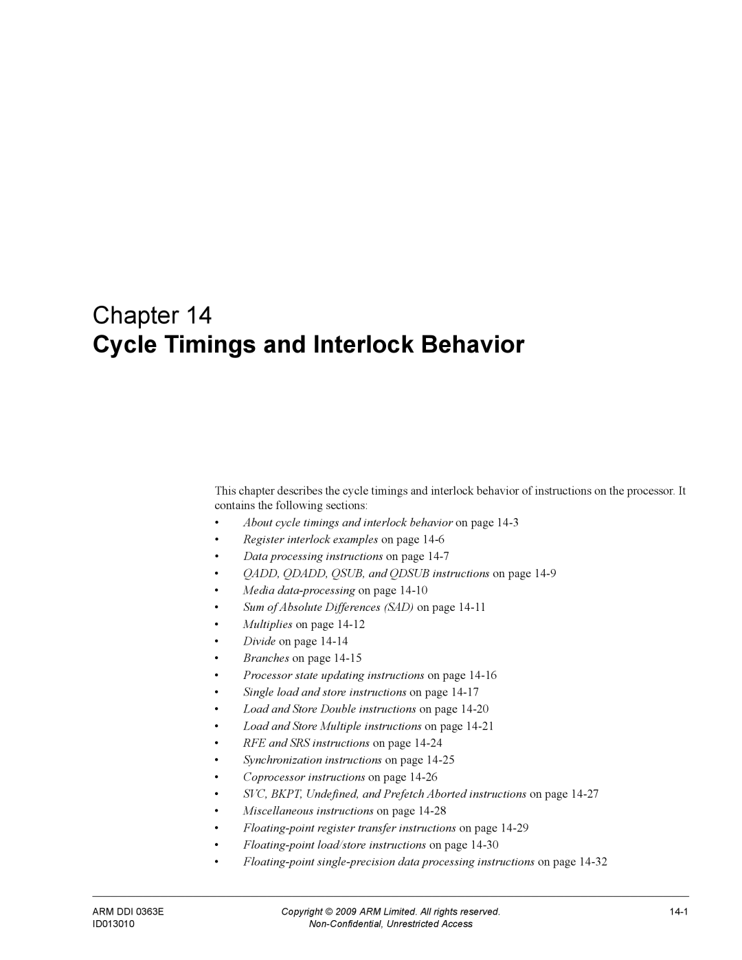 ARM r1p3, R4F manual Cycle Timings and Interlock Behavior, Multiplies on Divide on Branches on 