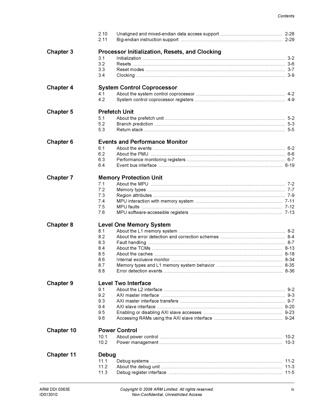 ARM R4F, r1p3 manual Chapter Processor Initialization, Resets, and Clocking 