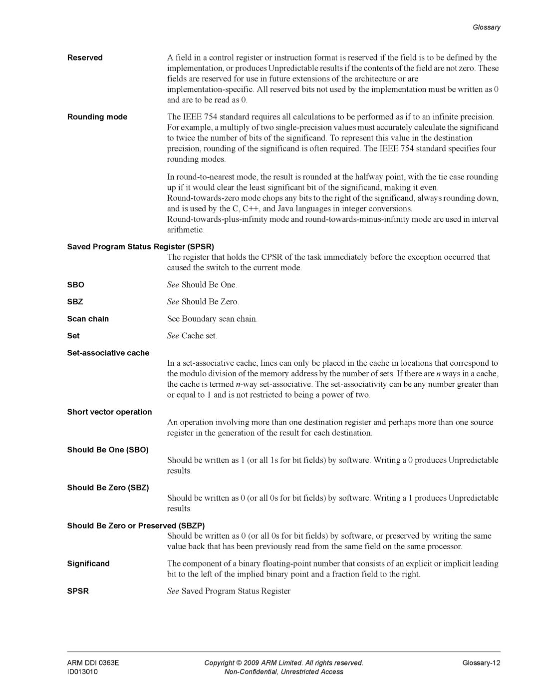 ARM R4F, r1p3 manual See Should Be One, See Should Be Zero, See Boundary scan chain, See Cache set, Results 