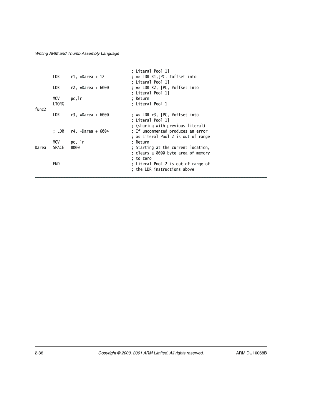 ARM VERSION 1.2 manual R1, =Darea + = LDR R1,PC, #offset into Literal Pool 