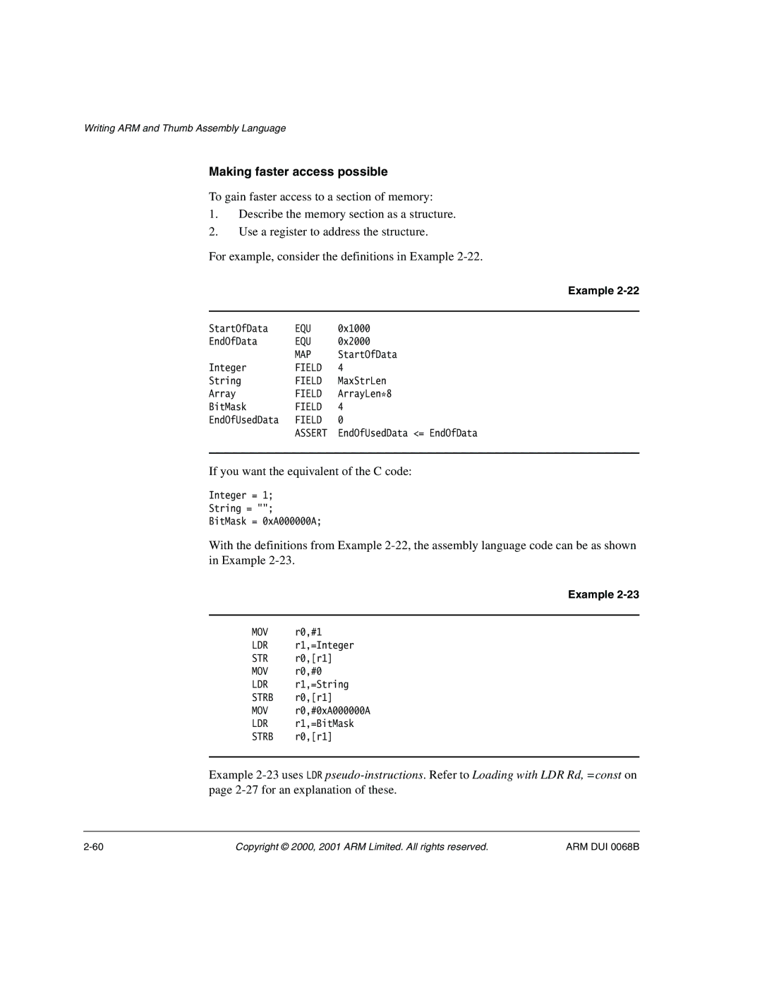 ARM VERSION 1.2 manual Making faster access possible, If you want the equivalent of the C code, for an explanation of these 