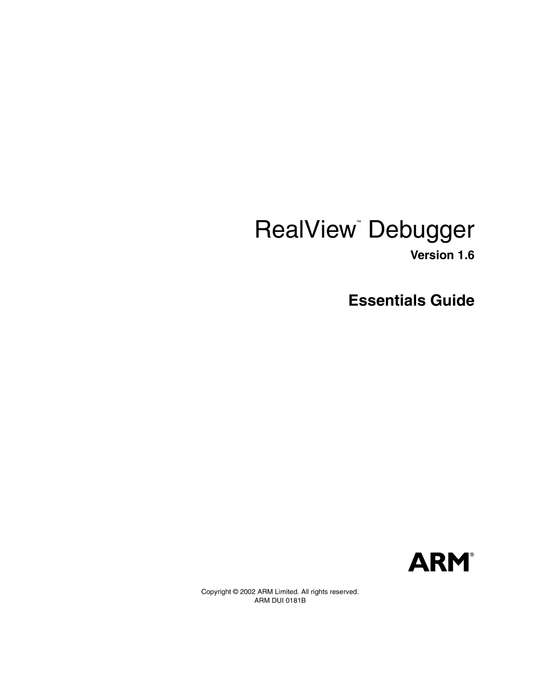 ARM Version 1.6 manual RealView Debugger 