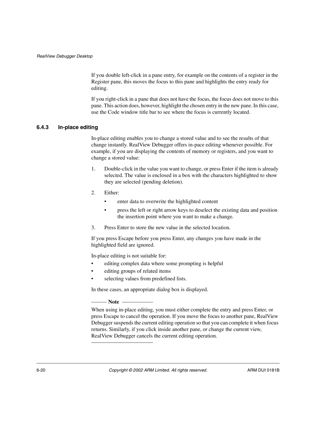 ARM Version 1.6 manual In-place editing 