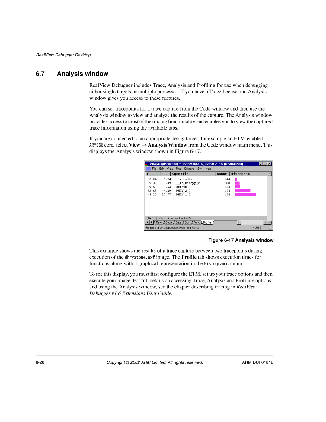 ARM Version 1.6 manual Analysis window 