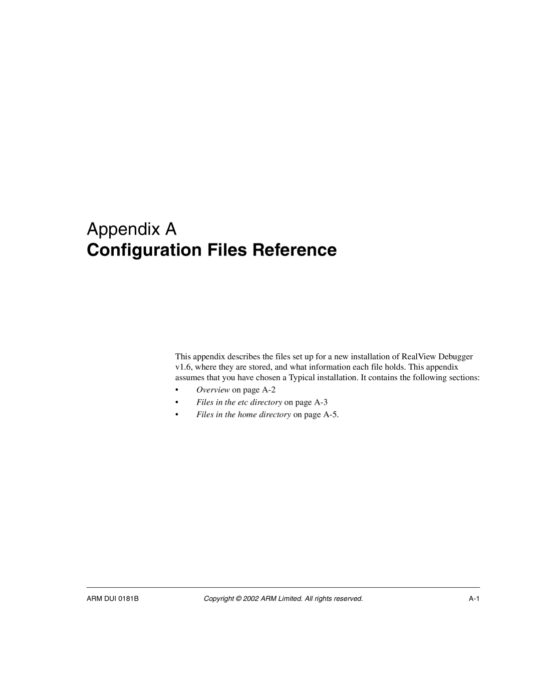 ARM Version 1.6 manual Configuration Files Reference 