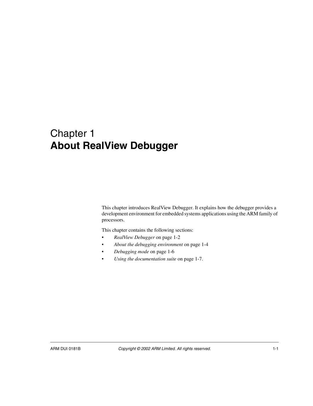 ARM Version 1.6 manual About RealView Debugger 