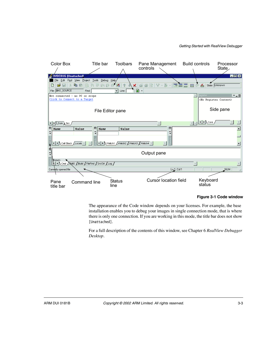 ARM Version 1.6 manual Code window 