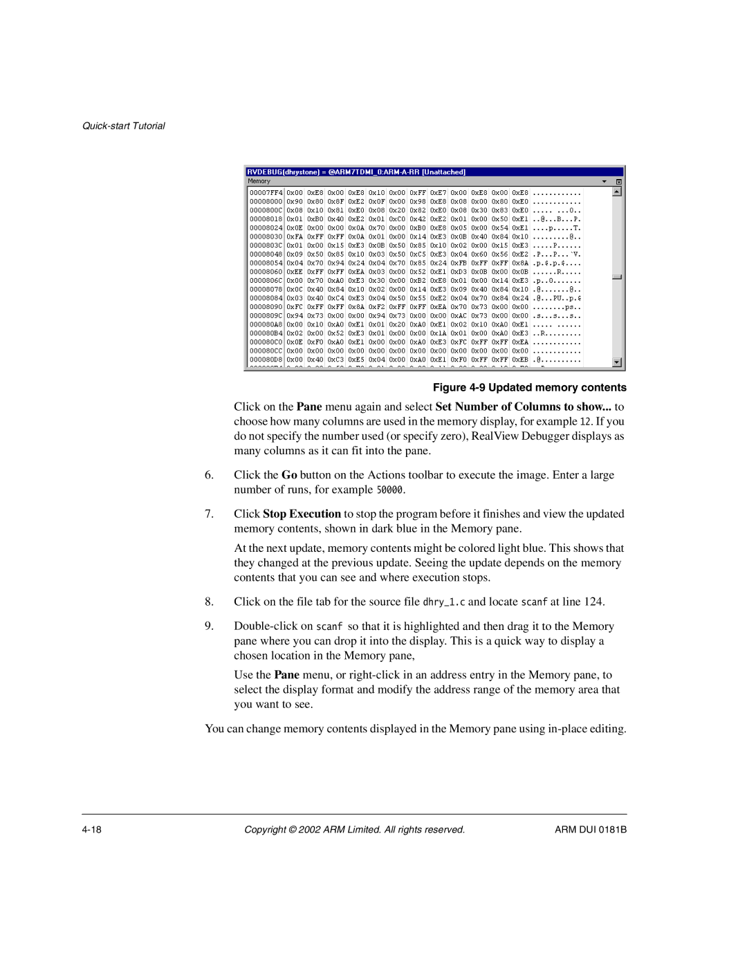 ARM Version 1.6 manual Updated memory contents 