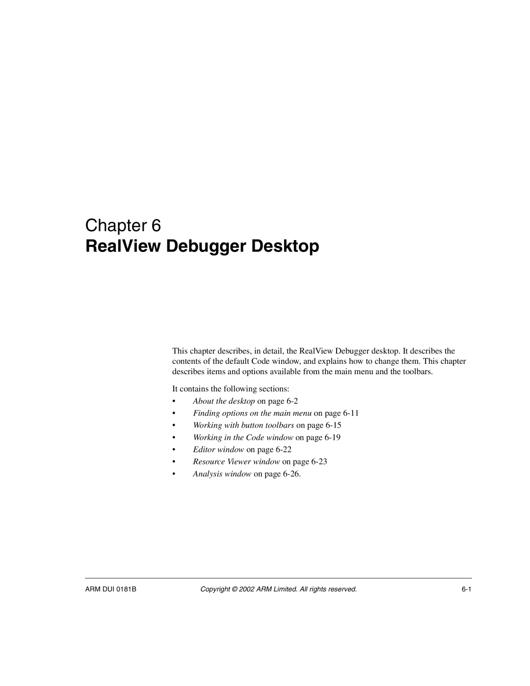 ARM Version 1.6 manual RealView Debugger Desktop 