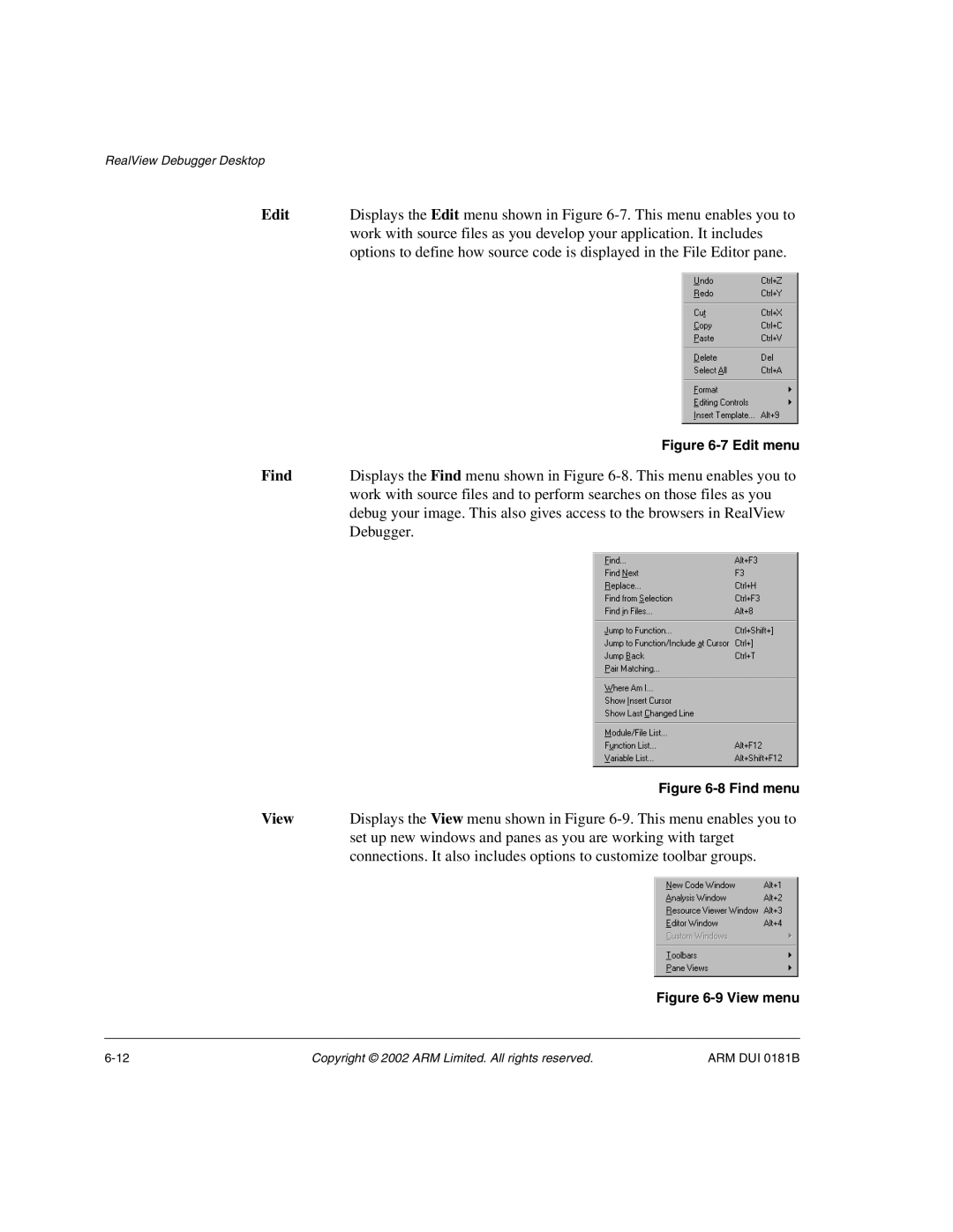 ARM Version 1.6 manual Edit, Find, View 
