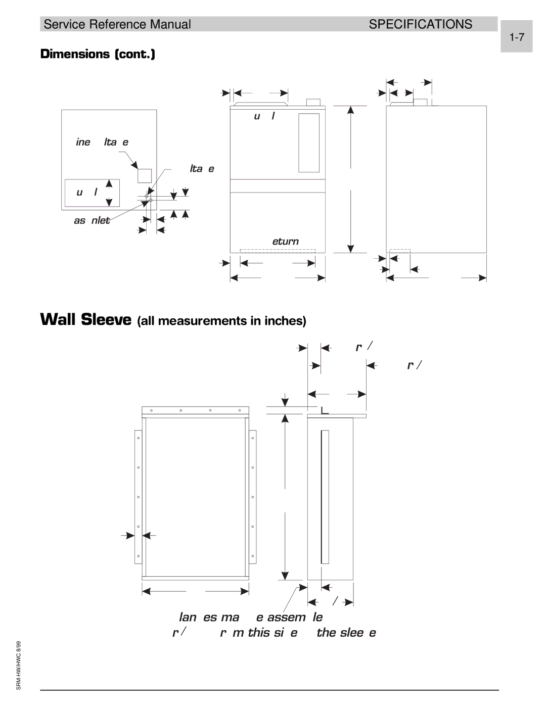 Armstrong World Industries 242, 243, 302, 122 Service Reference Manual Dimensions, Wall Sleeve all measurements in inches 