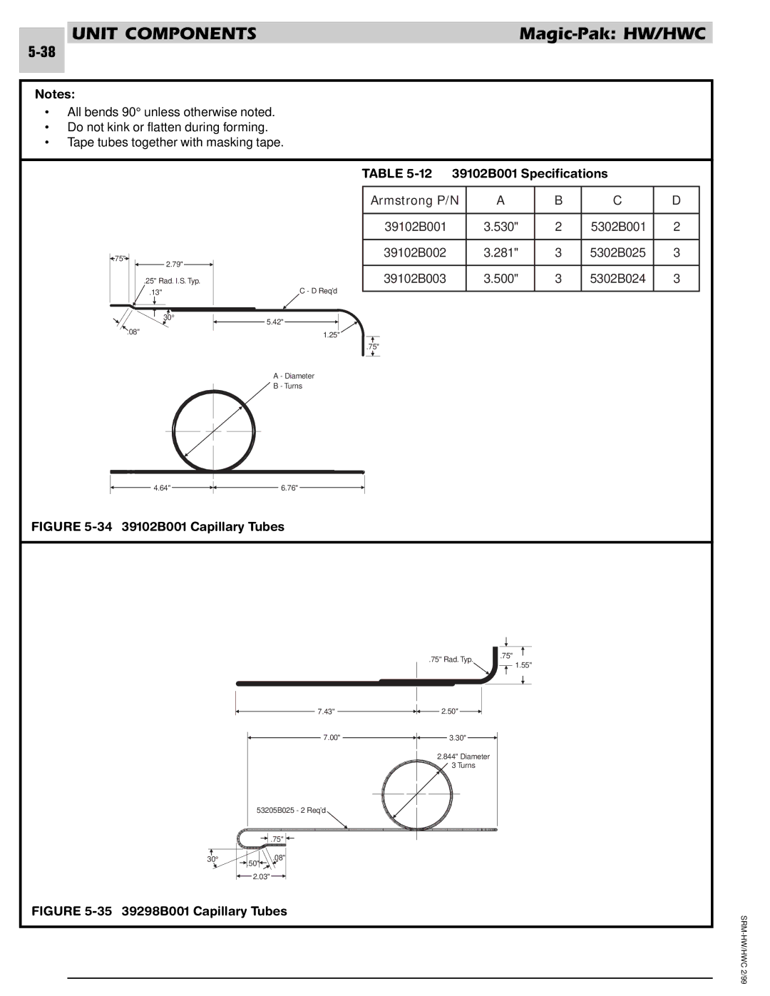 Armstrong World Industries 203, 243, 302, 242, 122, 123, 182, 183 manual 12 39102B001 Specifications, 34 39102B001 Capillary Tubes 