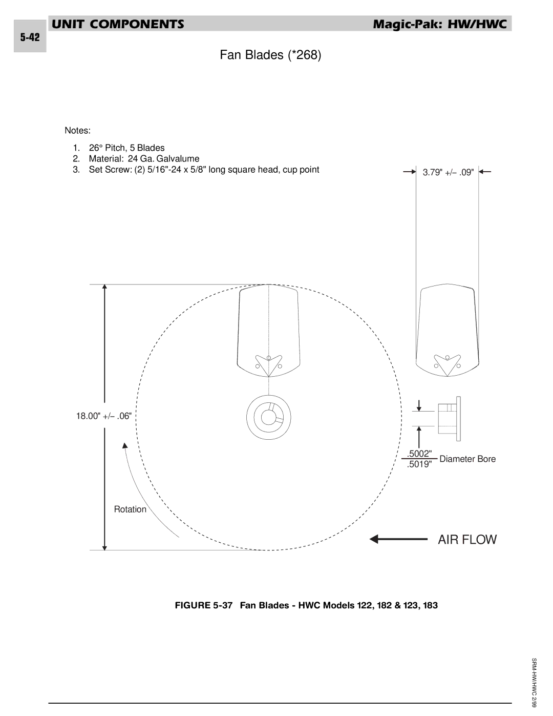 Armstrong World Industries 302, 243, 242, 203, 183 manual Fan Blades *268, Fan Blades HWC Models 122, 182 & 123 