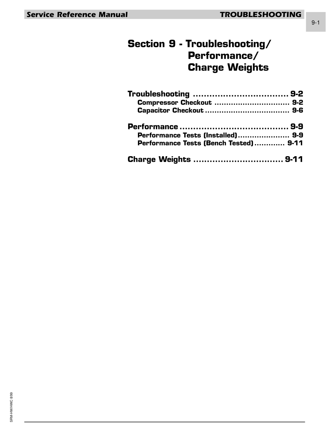 Armstrong World Industries 242, 243, 302 Troubleshooting Performance Charge Weights, Compressor Checkout Capacitor Checkout 