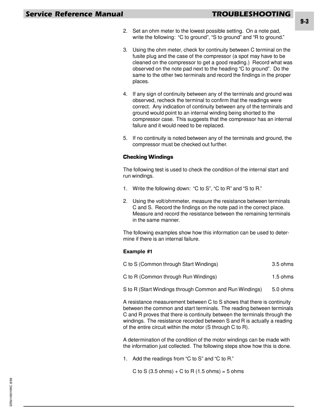 Armstrong World Industries 123, 243, 302, 242, 122, 203, 182, 183 manual Checking Windings, Example #1 