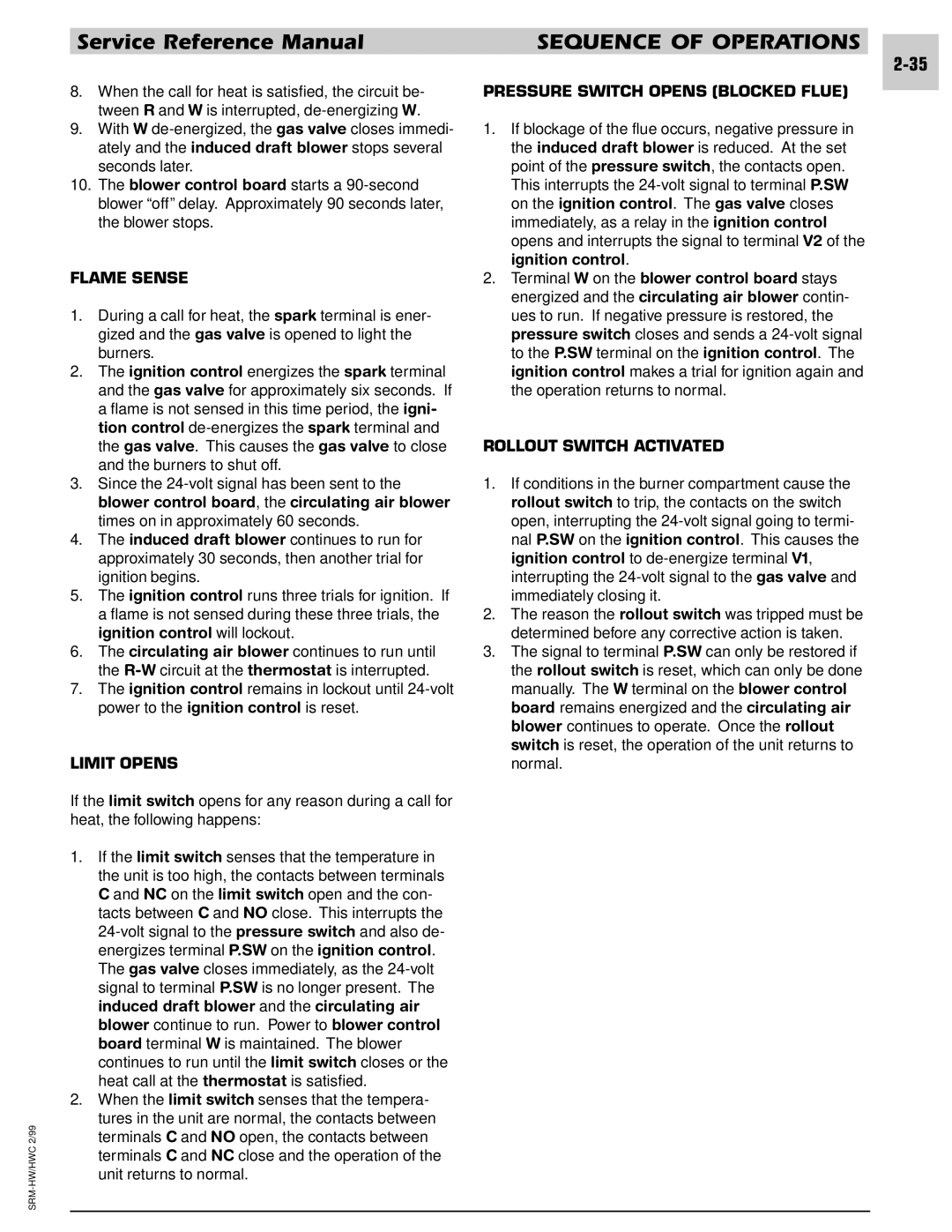 Armstrong World Industries 203, 243, 302, 242, 122, 123, 182, 183 manual Flame Sense 