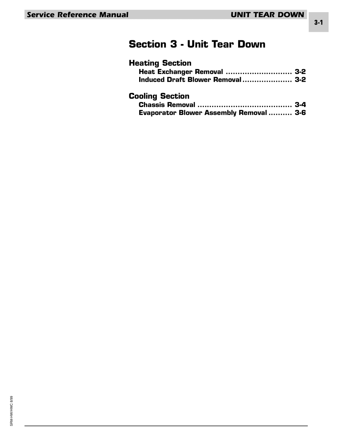 Armstrong World Industries 242, 243, 302, 122, 123, 203, 182, 183 manual Unit Tear Down, Heating Section, Cooling Section 