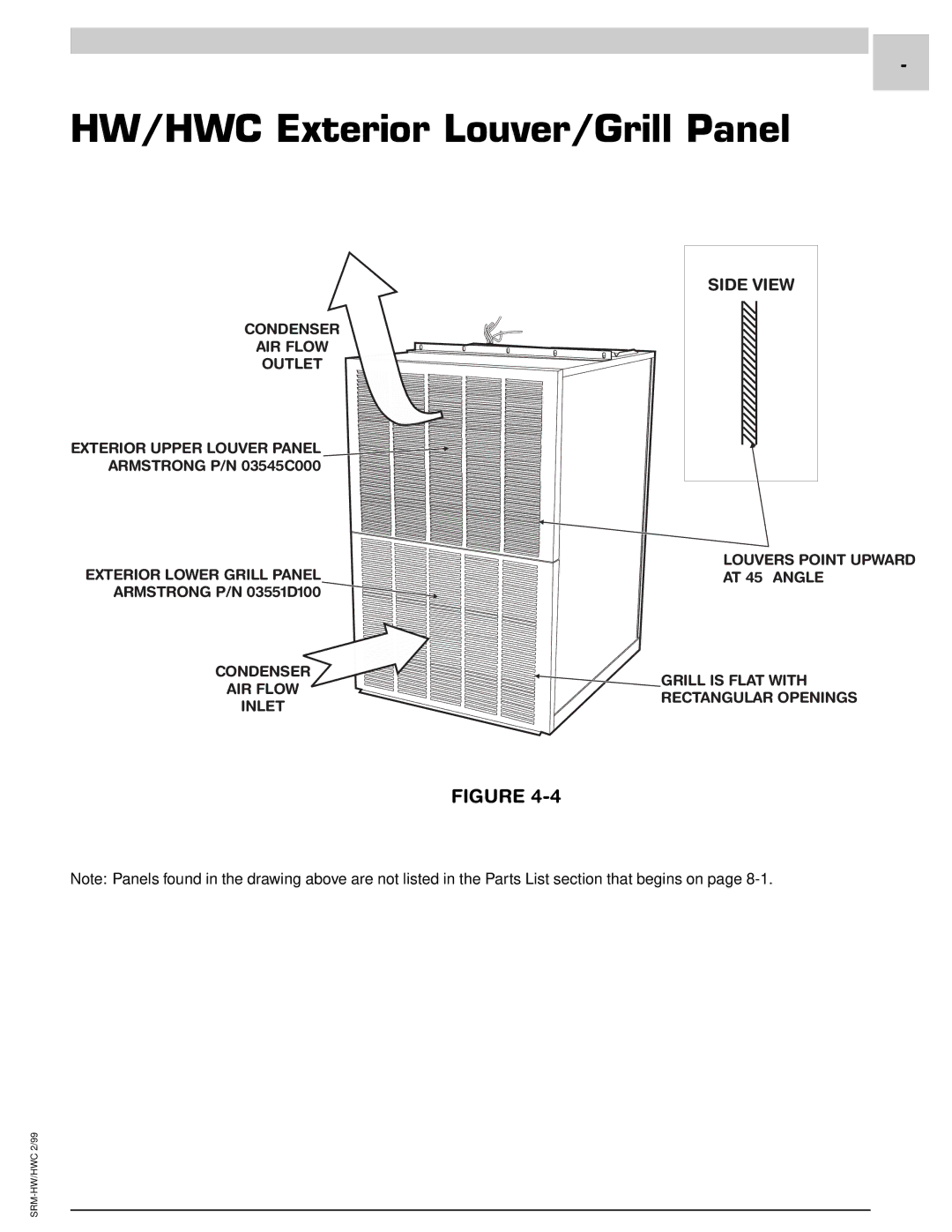 Armstrong World Industries 123, 243, 302, 242, 122, 203, 182, 183 manual HW/HWC Exterior Louver/Grill Panel 