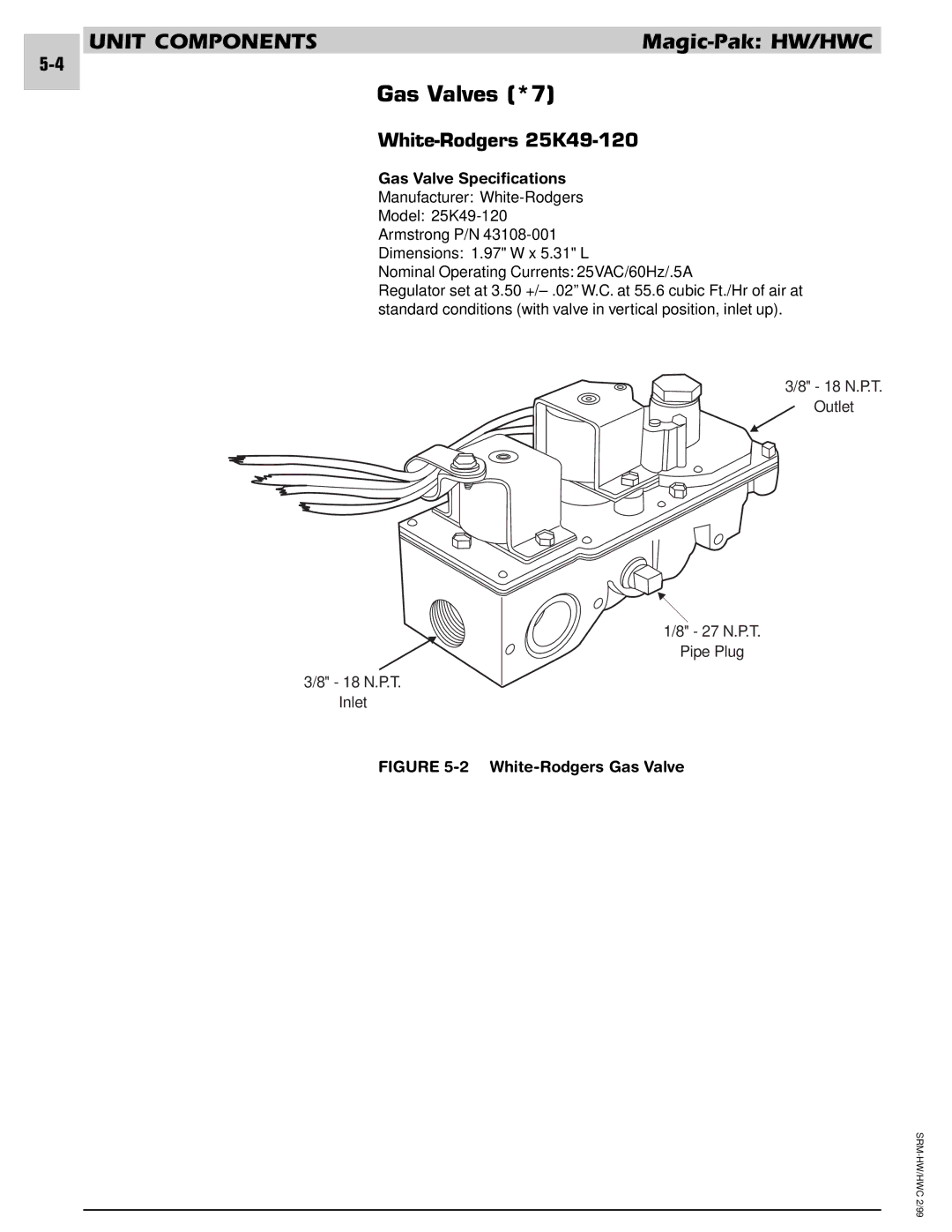 Armstrong World Industries 122, 243, 302, 242, 123, 203, 182, 183 manual Gas Valves *7, White-Rodgers 25K49-120 