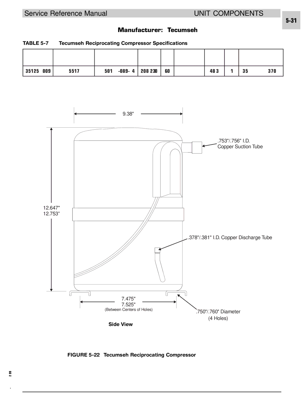 Armstrong World Industries 182, 243, 302, 242, 122, 123, 203, 183 manual Tecumseh Reciprocating Compressor Specifications 