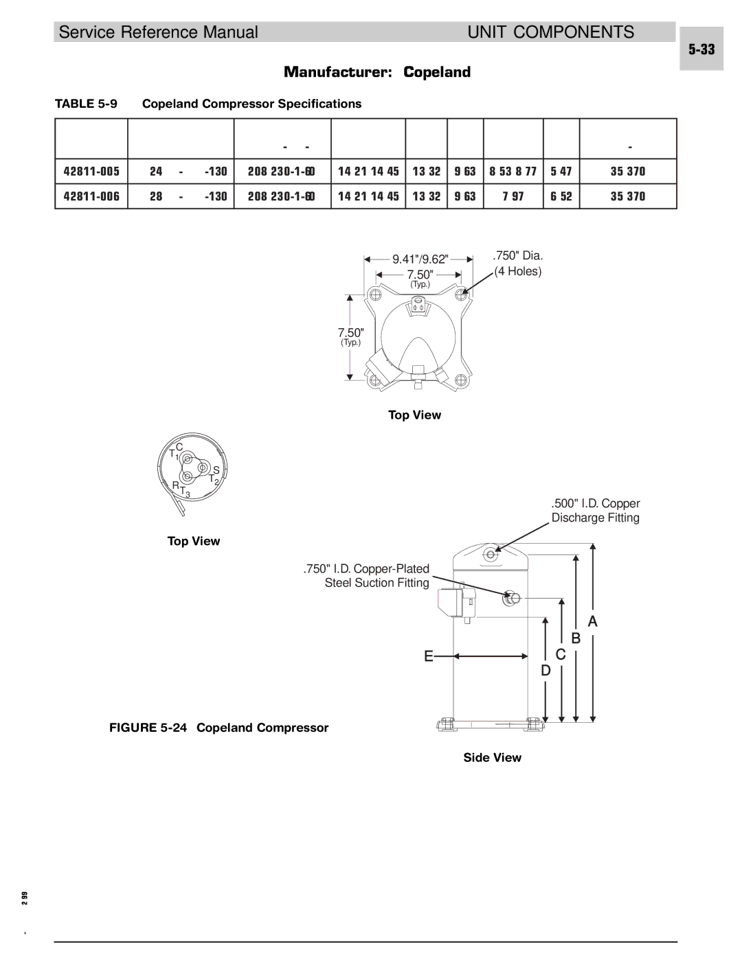 Armstrong World Industries 243, 302, 242, 122, 123, 203, 182, 183 manual Copeland Compressor Side View 