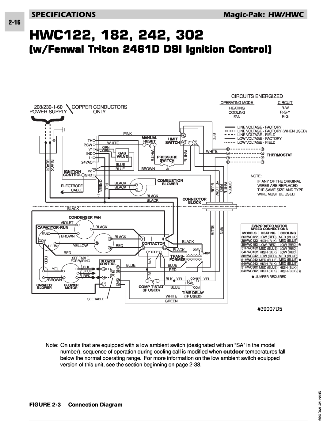 Armstrong World Industries 243, 302 HWC122, 182, 242, w/Fenwal Triton 2461D DSI Ignition Control, 3 Connection Diagram 