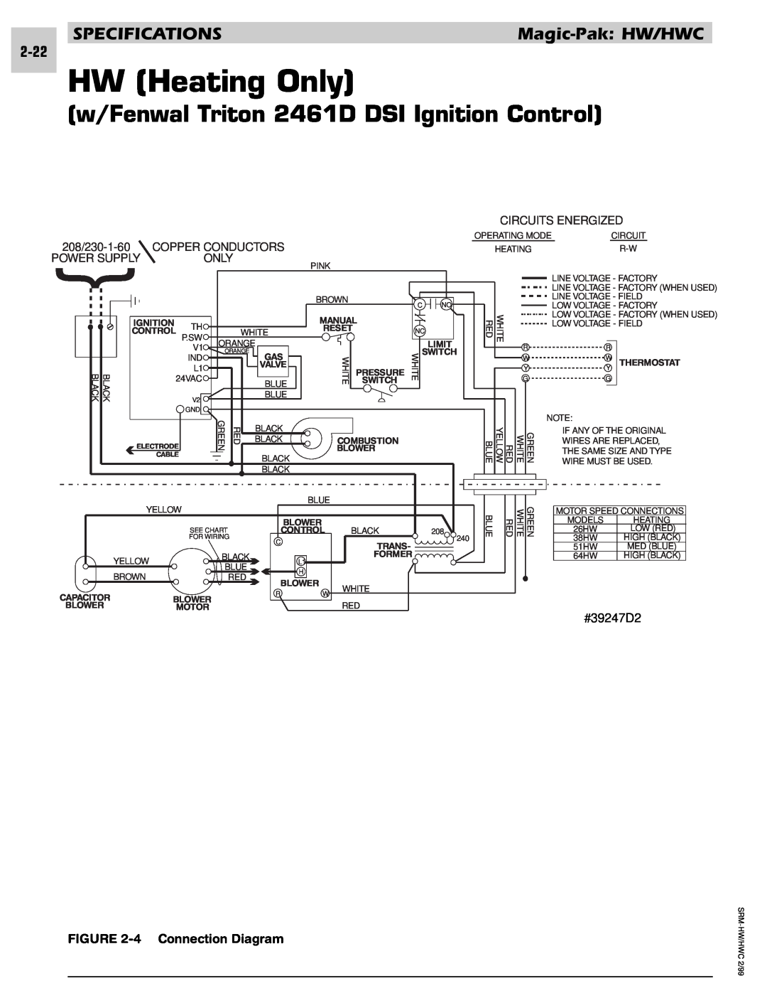 Armstrong World Industries 243 HW Heating Only, w/Fenwal Triton 2461D DSI Ignition Control, #39247D2, 4 Connection Diagram 