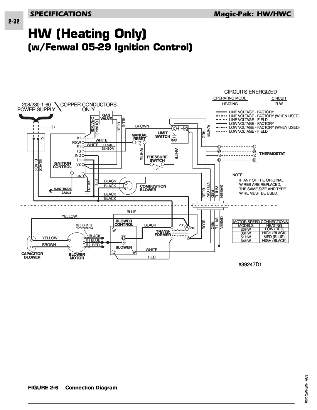 Armstrong World Industries 242, 243 HW Heating Only, w/Fenwal 05-29 Ignition Control, 6 Connection Diagram, Switch, Valve 