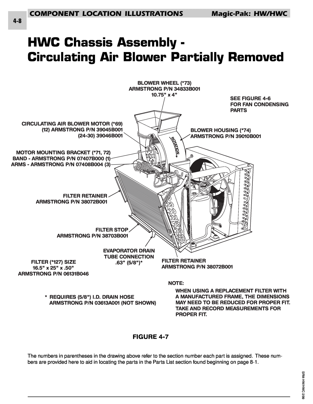 Armstrong World Industries 183 HWC Chassis Assembly Circulating Air Blower Partially Removed, For Fan Condensing Parts 