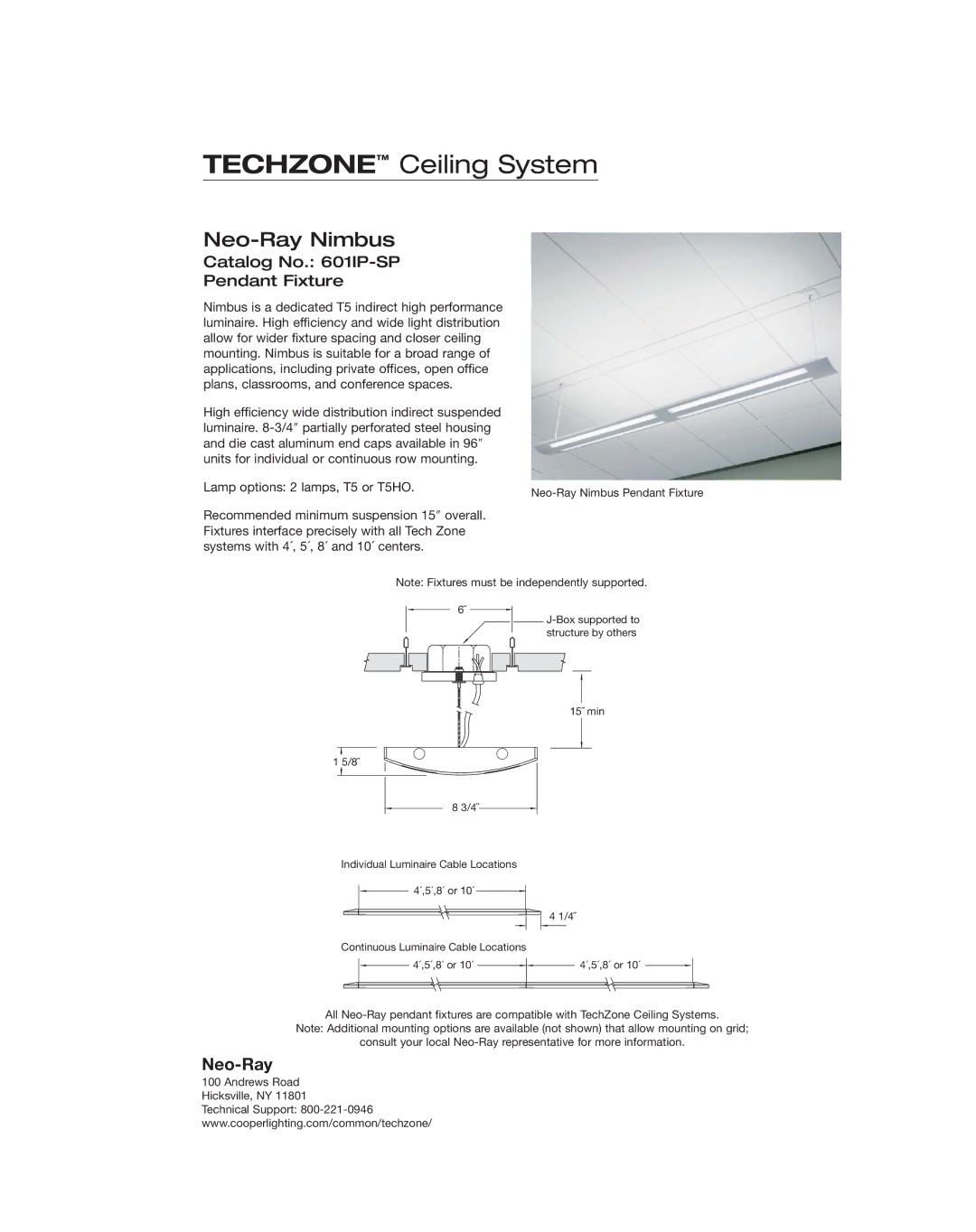 Armstrong World Industries 7A-660R, 7A-648R manual Neo-Ray Nimbus, Catalog No IP-SP Pendant Fixture 