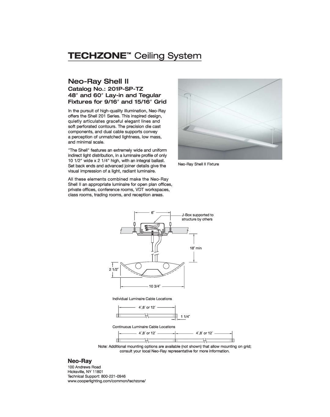 Armstrong World Industries 7A-648R, 7A-660R manual Neo-RayShell, Catalog No. 201P-SP-TZ, TECHZONE Ceiling System 