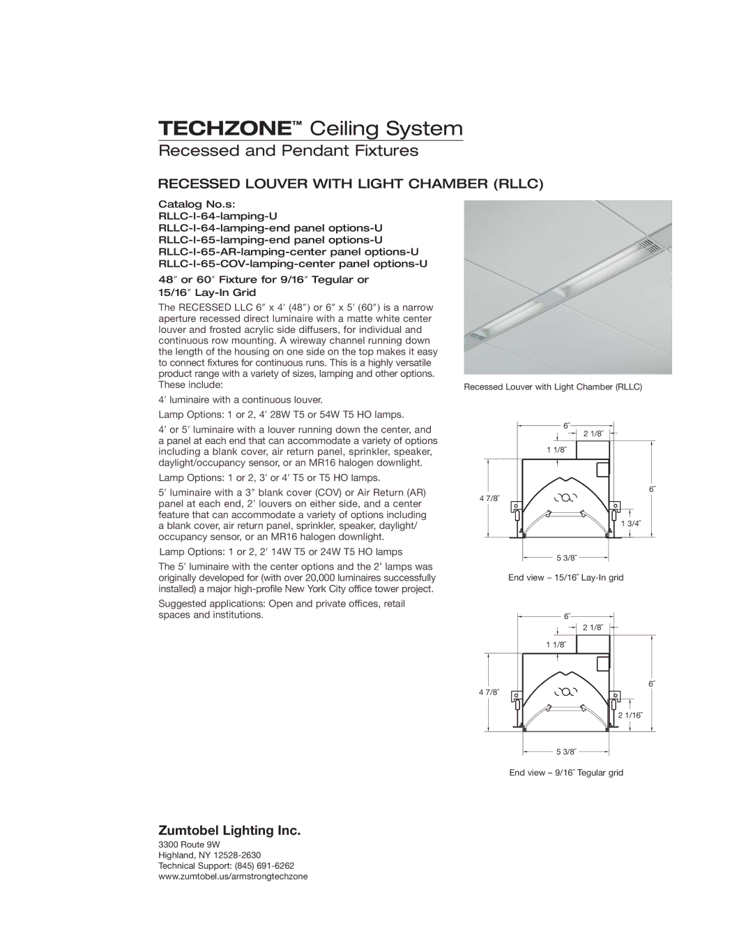 Armstrong World Industries Ceiling Lighting System manual Recessed Louver with Light Chamber Rllc 