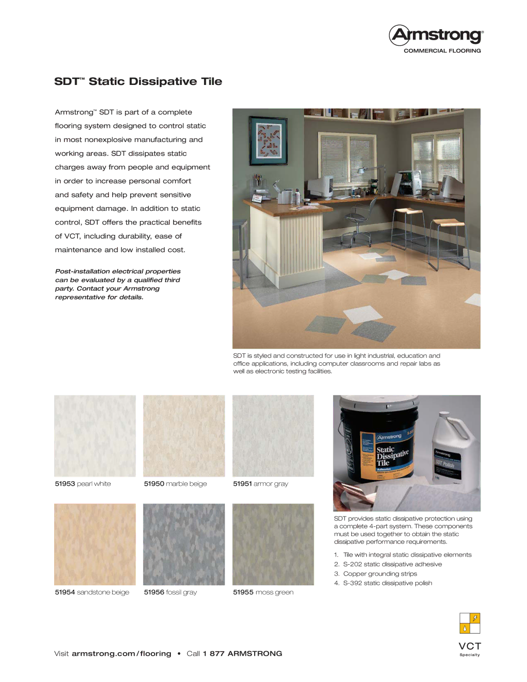 Armstrong World Industries Flooring manual SDT Static Dissipative Tile 