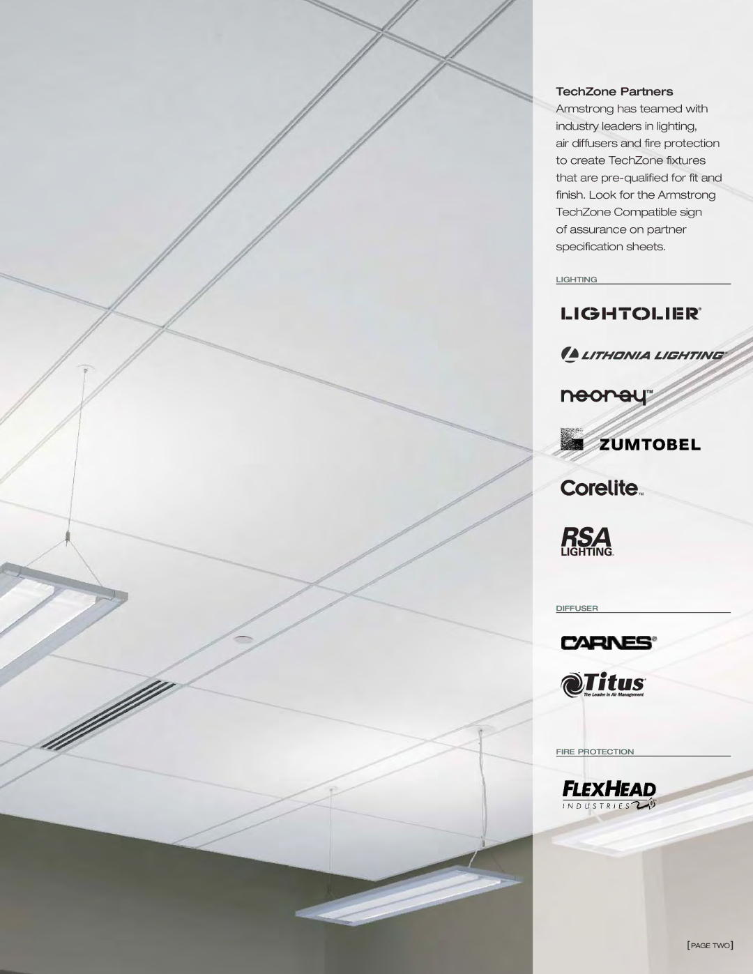 Armstrong World Industries TechZone manual Lighting Diffuser Fire Protection 