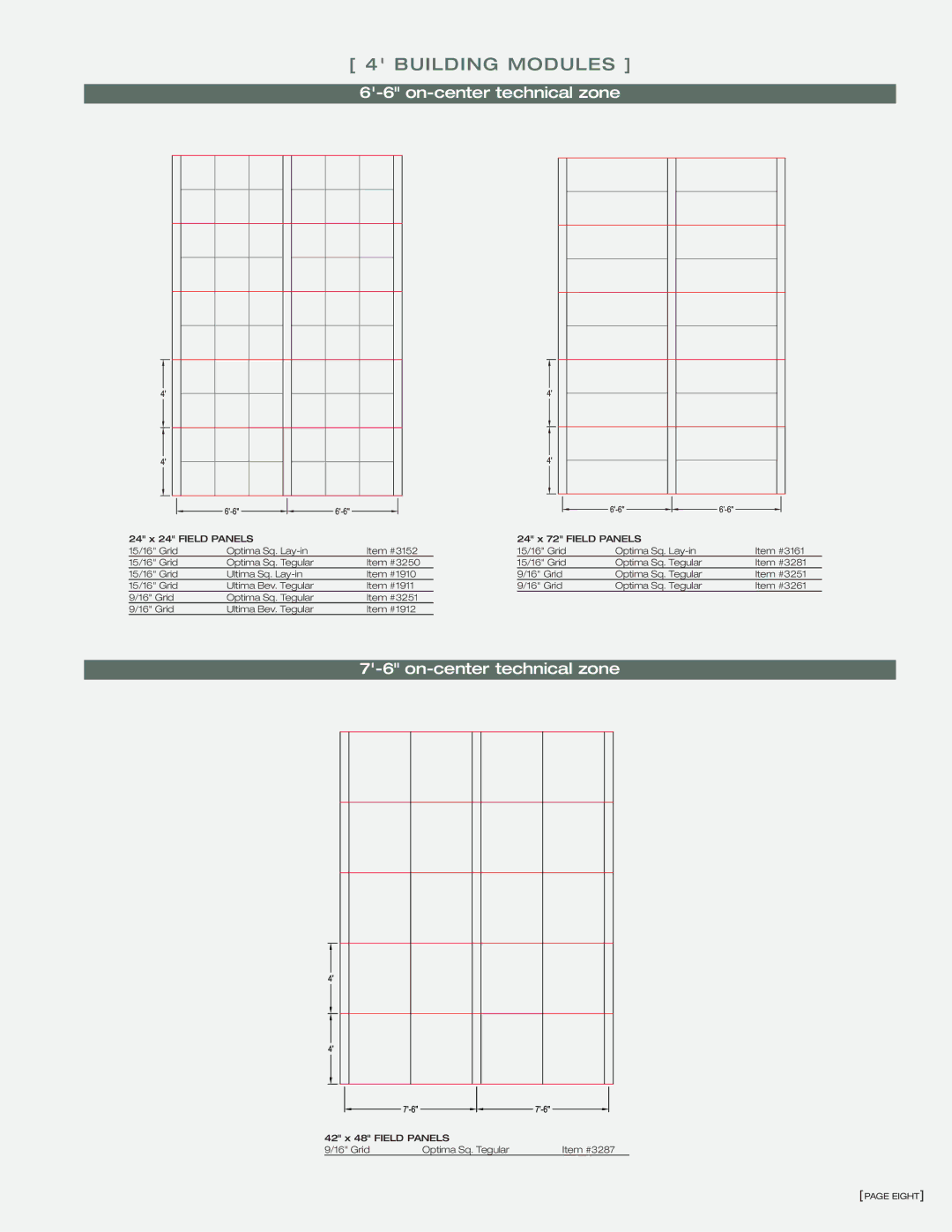 Armstrong World Industries TechZone manual 42 x 48 Field Panels Grid Optima Sq. Tegular Item #3287 