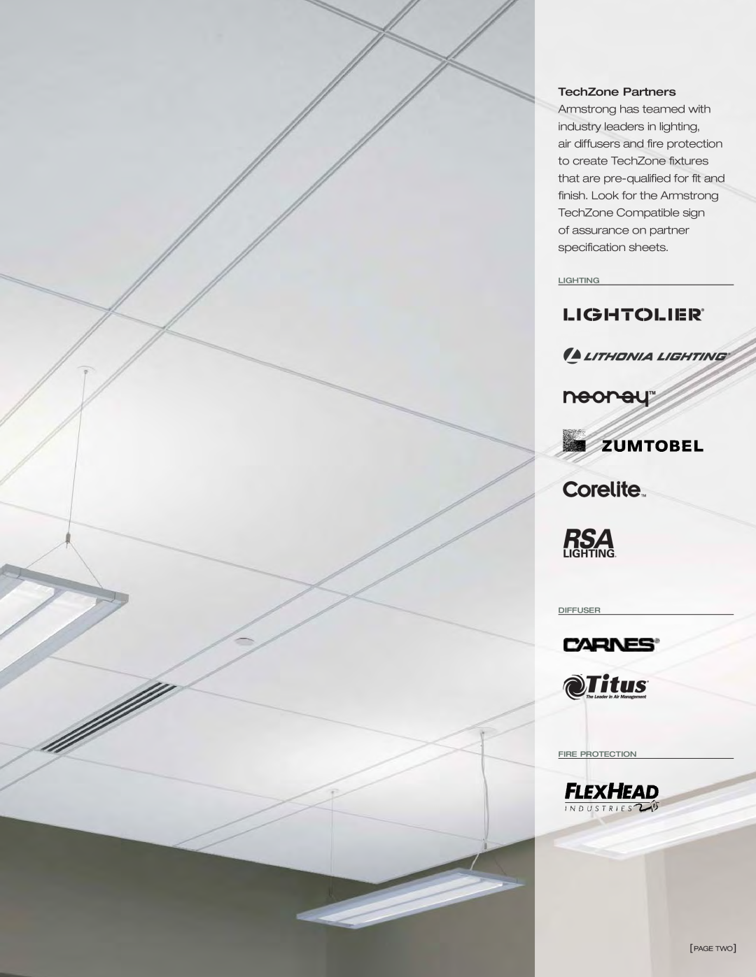 Armstrong World Industries TechZone manual Lighting Diffuser Fire Protection, Page Two 