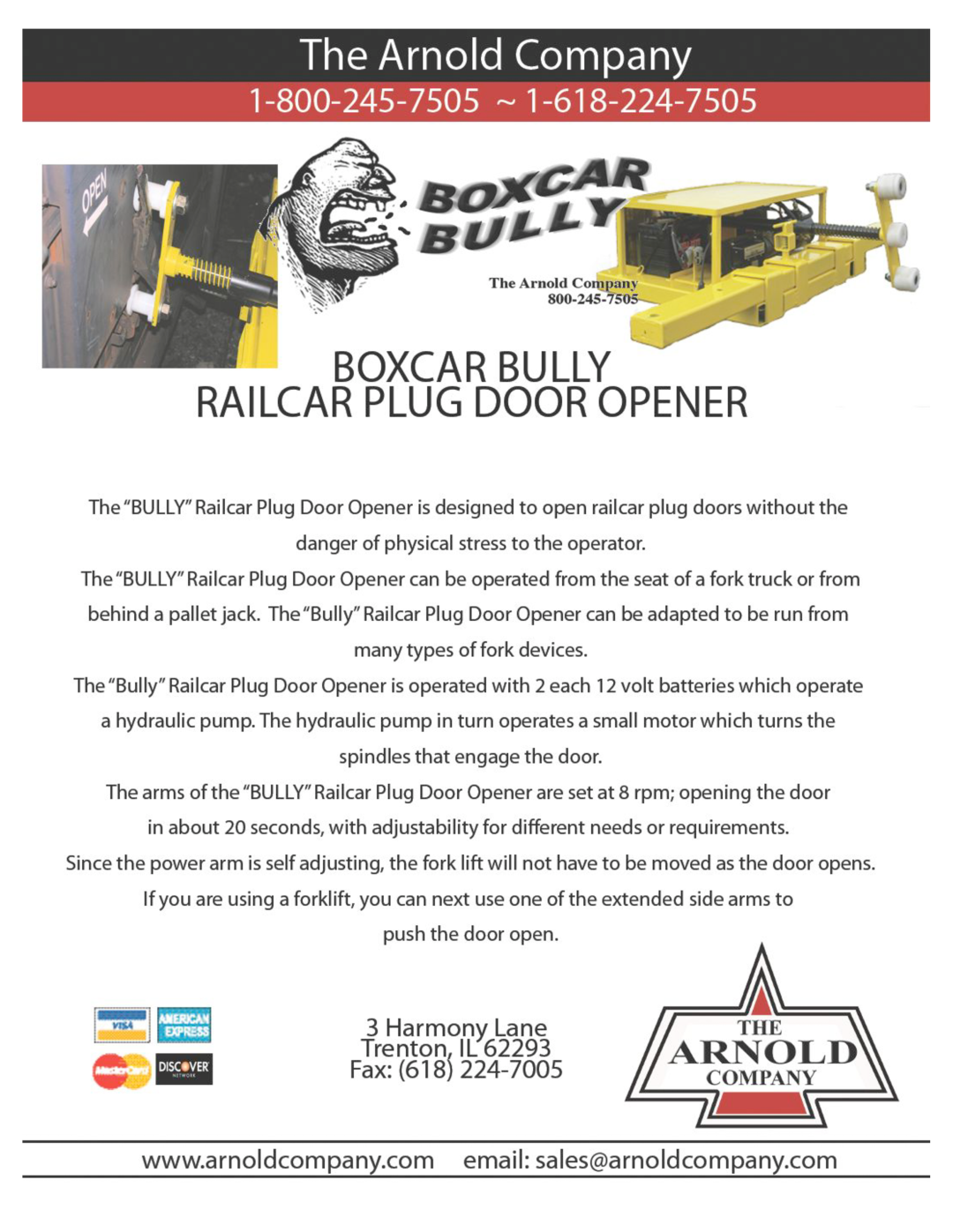 Arnold Company Boxcar Bully Railcar Plug Door Opener manual 