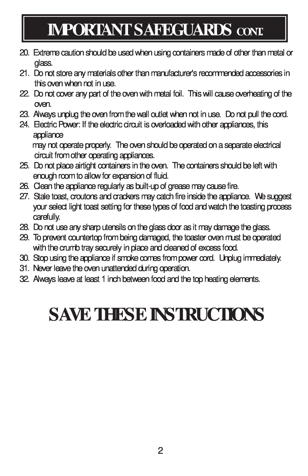 Aroma ABT-103S instruction manual Important Safeguards Cont, Save These Instructions 